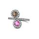 1 - Kevia Smoky Quartz and Pink Sapphire with Side Diamonds Bypass Ring 