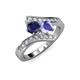 3 - Eleni Blue Sapphire and Tanzanite with Side Diamonds Bypass Ring 