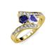 3 - Eleni Blue Sapphire and Tanzanite with Side Diamonds Bypass Ring 