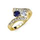 3 - Eleni Blue Sapphire and Diamond with Side Diamonds Bypass Ring 