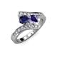 3 - Eleni Blue Sapphire and Iolite with Side Diamonds Bypass Ring 