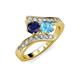 3 - Eleni Blue Sapphire and Blue Topaz with Side Diamonds Bypass Ring 