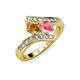 3 - Eleni Citrine and Pink Tourmaline with Side Diamonds Bypass Ring 