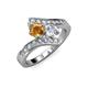 3 - Eleni Citrine and Diamond with Side Diamonds Bypass Ring 