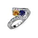 3 - Eleni Citrine and Blue Sapphire with Side Diamonds Bypass Ring 