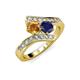 3 - Eleni Citrine and Blue Sapphire with Side Diamonds Bypass Ring 