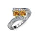 3 - Eleni Citrine with Side Diamonds Bypass Ring 