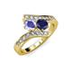 3 - Eleni Tanzanite and Blue Sapphire with Side Diamonds Bypass Ring 