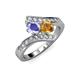 3 - Eleni Tanzanite and Citrine with Side Diamonds Bypass Ring 
