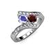 3 - Eleni Tanzanite and Red Garnet with Side Diamonds Bypass Ring 