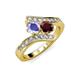 3 - Eleni Tanzanite and Red Garnet with Side Diamonds Bypass Ring 