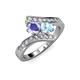 3 - Eleni Tanzanite and Aquamarine with Side Diamonds Bypass Ring 
