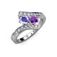 3 - Eleni Tanzanite and Amethyst with Side Diamonds Bypass Ring 
