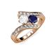 3 - Eleni White and Blue Sapphire with Side Diamonds Bypass Ring 