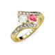 3 - Eleni White Sapphire and Pink Tourmaline with Side Diamonds Bypass Ring 