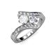 3 - Eleni White Sapphire and Diamond with Side Diamonds Bypass Ring 