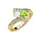 3 - Eleni White Sapphire and Peridot with Side Diamonds Bypass Ring 