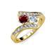 3 - Eleni Ruby and Diamond with Side Diamonds Bypass Ring 