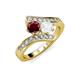 3 - Eleni Ruby and White Sapphire with Side Diamonds Bypass Ring 