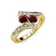 3 - Eleni Ruby and Red Garnet with Side Diamonds Bypass Ring 