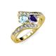 3 - Eleni Aquamarine and Iolite with Side Diamonds Bypass Ring 