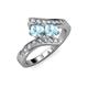 3 - Eleni Aquamarine with Side Diamonds Bypass Ring 