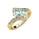 3 - Eleni Aquamarine with Side Diamonds Bypass Ring 