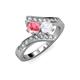 3 - Eleni Pink Tourmaline and White Sapphire with Side Diamonds Bypass Ring 