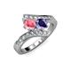 3 - Eleni Pink Tourmaline and Iolite with Side Diamonds Bypass Ring 