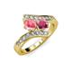 3 - Eleni Pink Tourmaline and Rhodolite Garnet with Side Diamonds Bypass Ring 