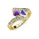 3 - Eleni Amethyst and Tanzanite with Side Diamonds Bypass Ring 