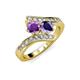 3 - Eleni Amethyst and Iolite with Side Diamonds Bypass Ring 