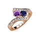 3 - Eleni Amethyst and Blue Sapphire with Side Diamonds Bypass Ring 