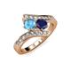 3 - Eleni Blue Topaz and Blue Sapphire with Side Diamonds Bypass Ring 