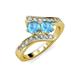 3 - Eleni Blue Topaz with Side Diamonds Bypass Ring 