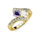 3 - Eleni Iolite and White Sapphire with Side Diamonds Bypass Ring 