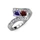 3 - Eleni Iolite and Red Garnet with Side Diamonds Bypass Ring 