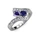 3 - Eleni Iolite and Blue Sapphire with Side Diamonds Bypass Ring 