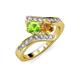 3 - Eleni Peridot and Citrine with Side Diamonds Bypass Ring 