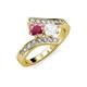 3 - Eleni Rhodolite Garnet and White Sapphire with Side Diamonds Bypass Ring 