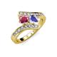 3 - Eleni Rhodolite Garnet and Tanzanite with Side Diamonds Bypass Ring 