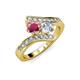 3 - Eleni Rhodolite Garnet and Diamond with Side Diamonds Bypass Ring 