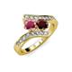 3 - Eleni Rhodolite and Red Garnet with Side Diamonds Bypass Ring 