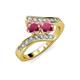 3 - Eleni Rhodolite Garnet with Side Diamonds Bypass Ring 