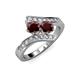 3 - Eleni Red Garnet with Side Diamonds Bypass Ring 