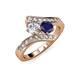 3 - Eleni Diamond and Blue Sapphire with Side Diamonds Bypass Ring 