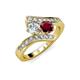 3 - Eleni Diamond and Ruby with Side Diamonds Bypass Ring 