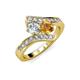 3 - Eleni Diamond and Citrine with Side Diamonds Bypass Ring 