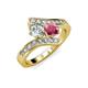 3 - Eleni Diamond and Rhodolite Garnet with Side Diamonds Bypass Ring 