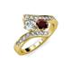 3 - Eleni Diamond and Red Garnet with Side Diamonds Bypass Ring 